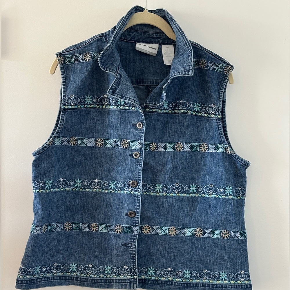 Alfred Dunner Women’s Blue Denim Top with Embroidery